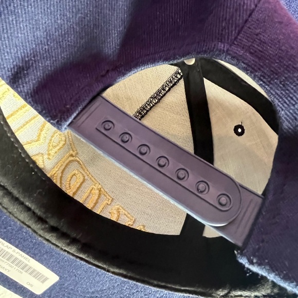 Supreme navy blue Cap with Gold lettering overlap Fw2014